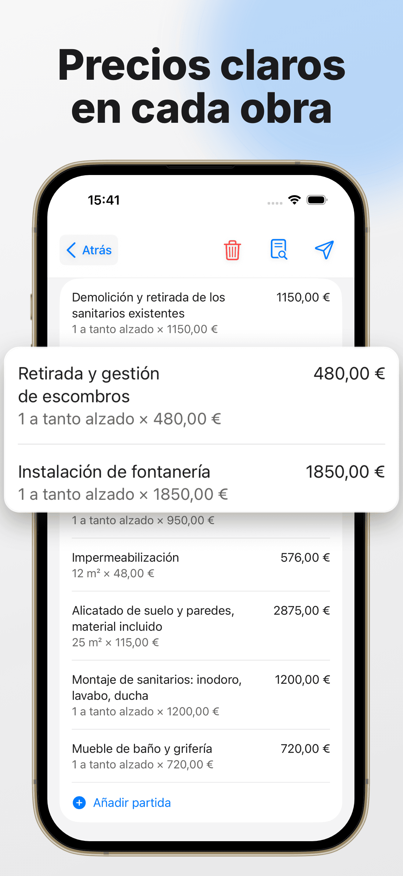 Recargo, IVA, anticipos e historial de pagos