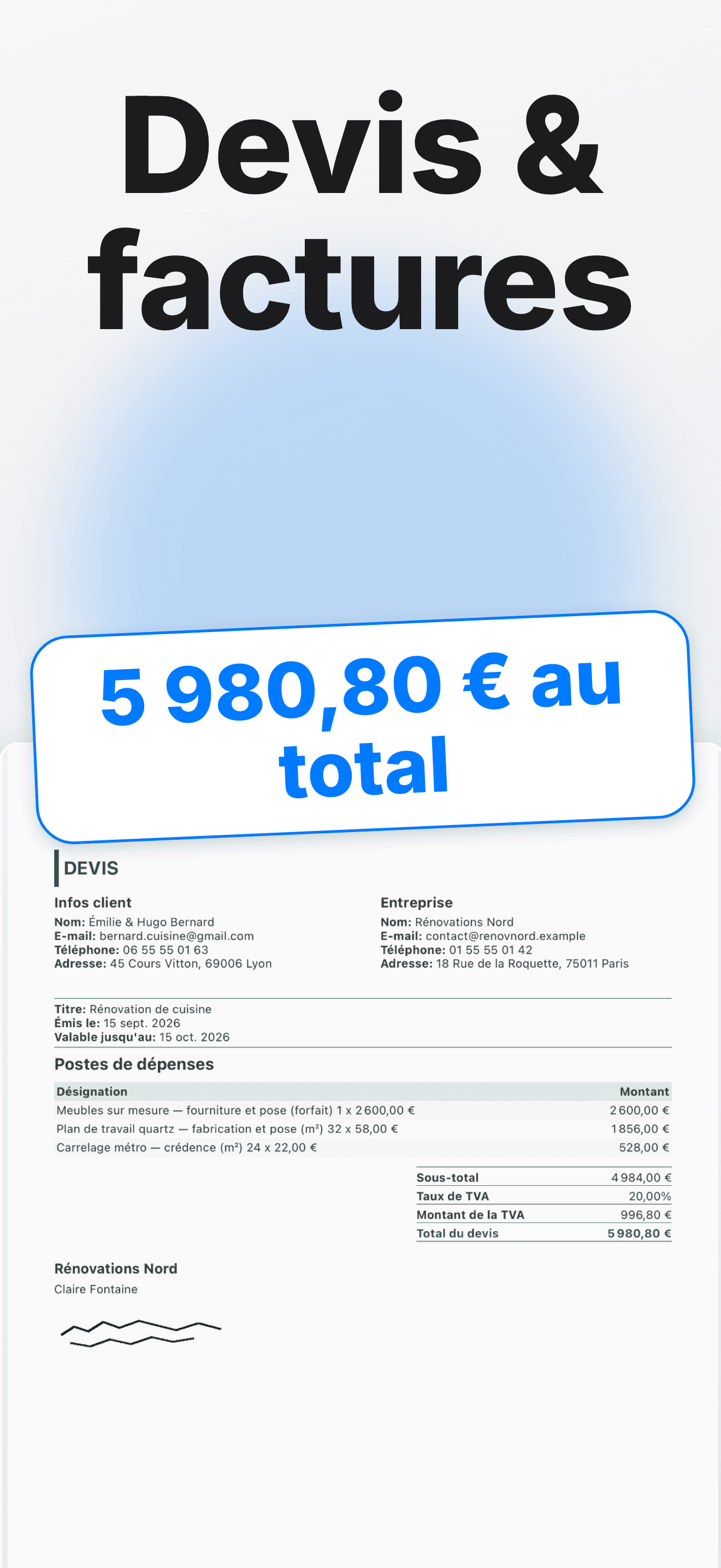 Devis, offres et factures au même endroit