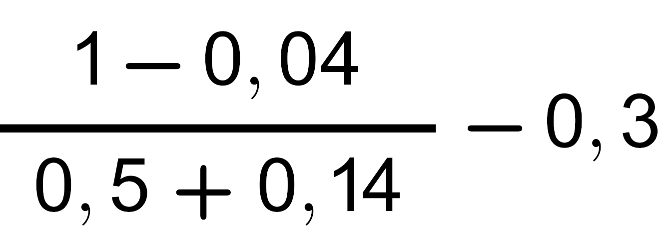 Ondalık işlem: (1−0,04) bölü (0,5+0,14) eksi 0,3