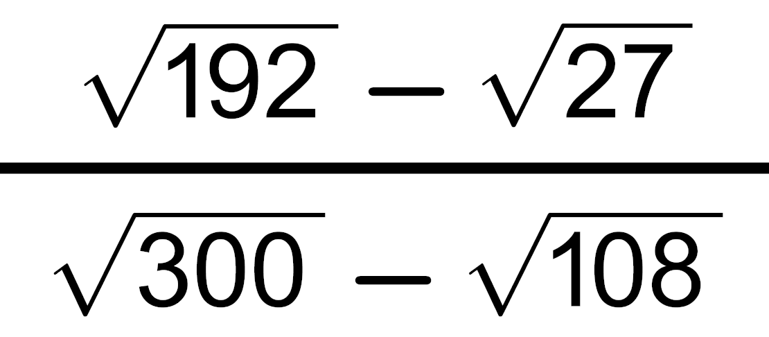 Köklü ifade: (√192 − √27) / (√300 − √108)